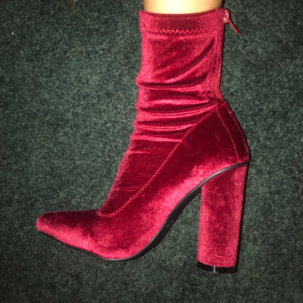 Red wine boots booties heels